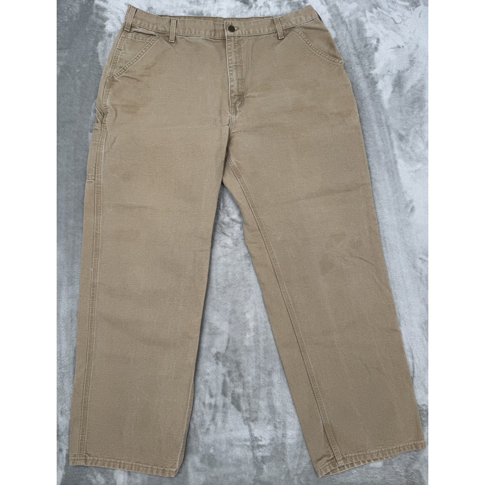 Carhartt Canvas Work Pants Mens 40x32 Dungaree Carpenter B11 CML Beige Tan Brown